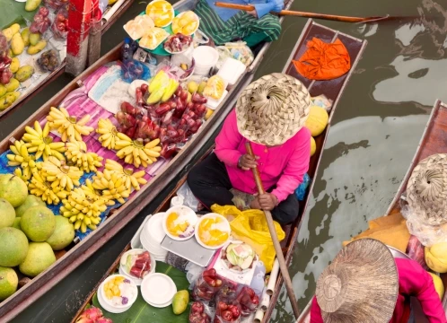 本格的な象乗り体験 + ダムヌンサドゥアック水上マーケット半日観光 ココナッツファームお立ち寄り